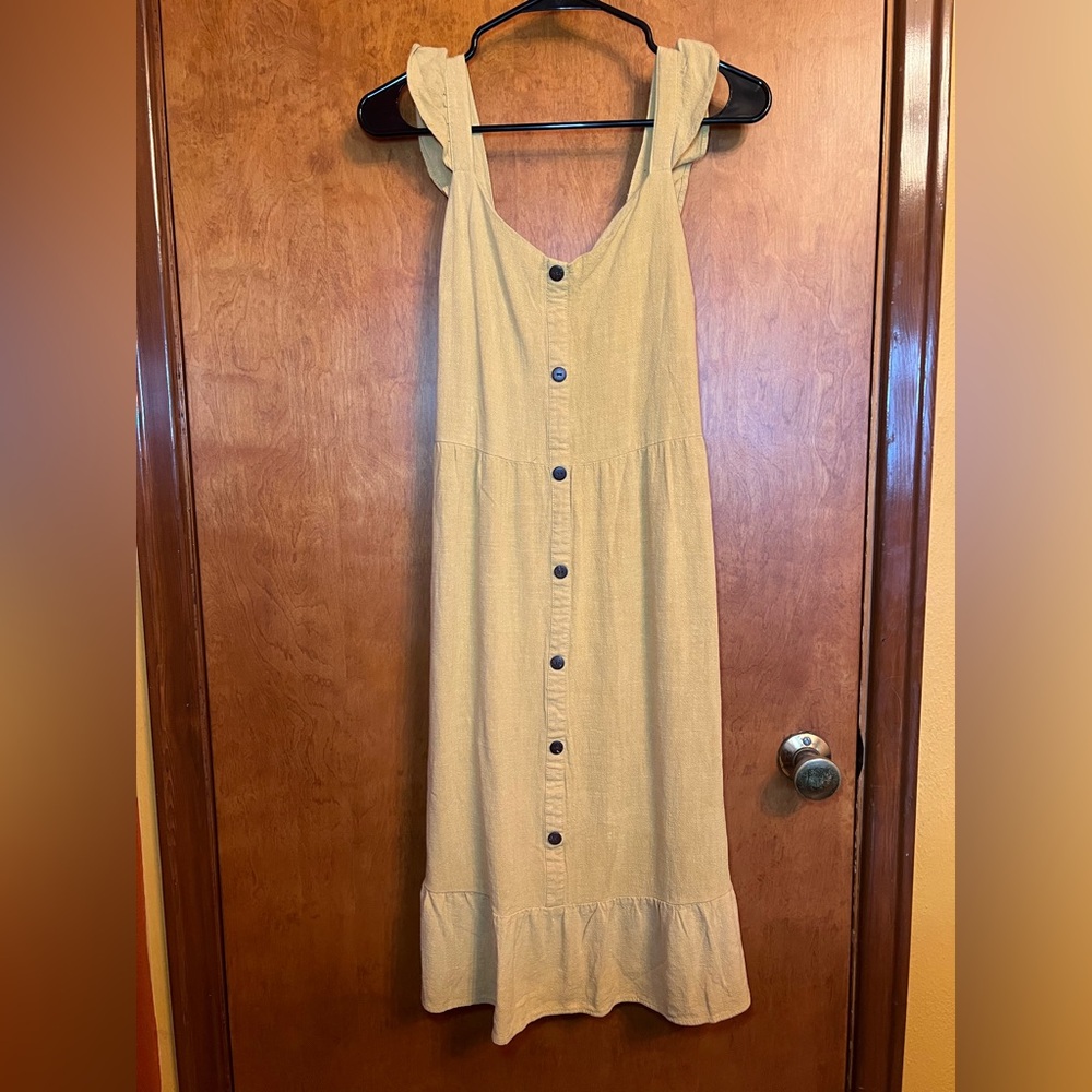 Monteau Mustard Button-Front Midi Sundress